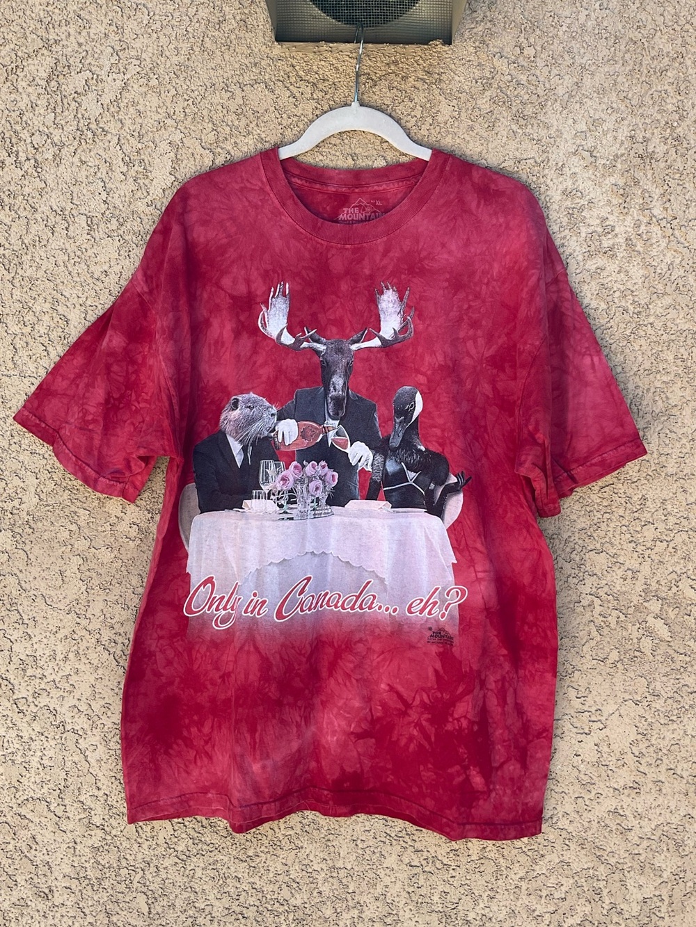 THE MOUNTAIN Mens XL Red Tie Dye T-Shirt 2014 Only In Canada Animals Humorous